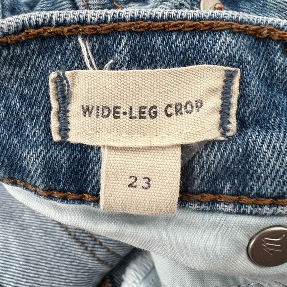 Madewell Wide-Leg Button Fly Rough Hem Crop Jeans Size 23 Women’s - Picture 4 of 9